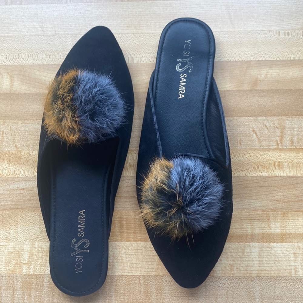 Yosi Samra black suede slides